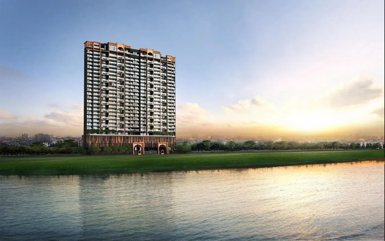 Phối cảnh tòa tháp DEFINE 26 tầng bên sông Sài Gòn lúc hoàng hôn